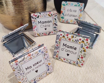 Personalized pocket mirror, small handbag mirror, makeup pocket mirror, compact mirror, magnifying mirror, square bag mirror