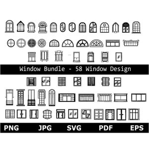 Puede incluir: Un conjunto de 58 ilustraciones de ventanas en blanco y negro. Las ilustraciones incluyen varios estilos de ventanas, como arqueadas, rectangulares y redondas. Las ilustraciones son perfectas para usar en proyectos de diseño, como diseño web, diseño gráfico y decoración del hogar.