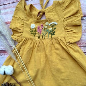 mustard yellow toddler dress Floral Vintage Length Dress, Mustard Floral Dress, Fall Toddler Dress, Toddler Peasant Dress, Girls Peasant Dress, Fall Mustardpeasant Dress