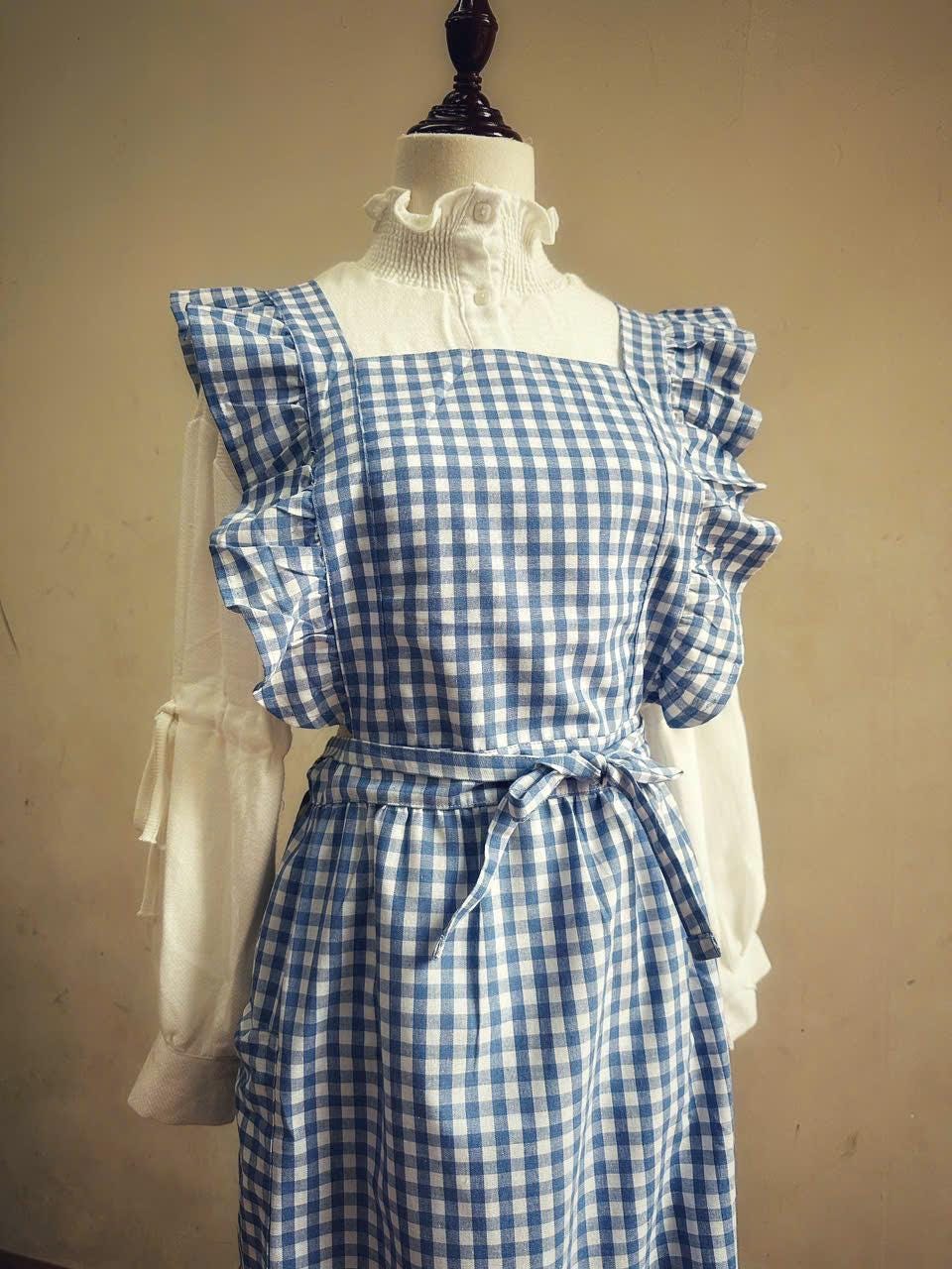 Blue Gingham Apron Dress Vintage - Etsy Blue Gingham Apron Dress Vintage - Etsy