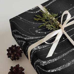 3 Sheets of Beautiful Gift Wrap -Black and Silver Wrapping Paper - Quality Gift Wrap