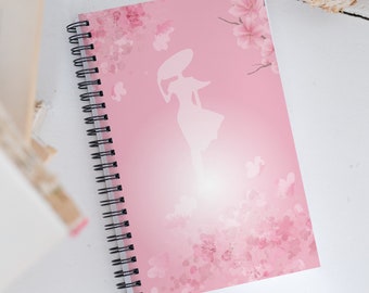 Pink Floral Spiral Notebook, Cherry Blossom, Journal Notebook, Gift for Her, Mother, Sister, Daughter