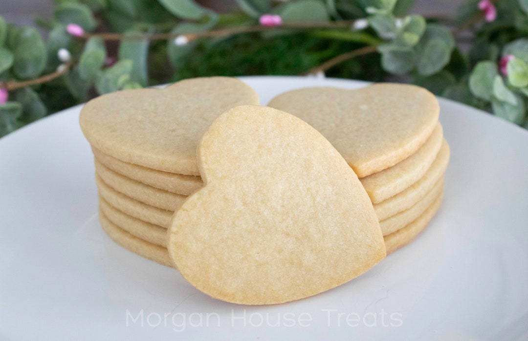 Undecorated Almond Heart Sugar Cookies, 1 Dozen 3inch Valentine's Bulk