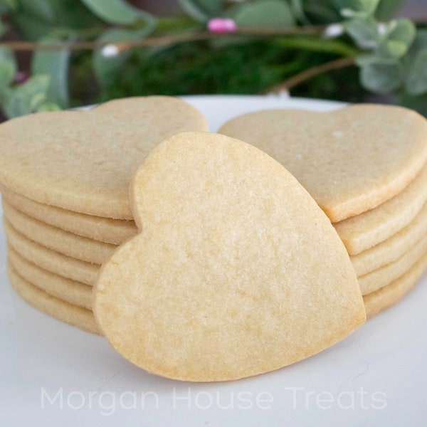 Undecorated Almond Heart Sugar Cookies, 1 Dozen 3-Inch Valentine's Bulk Cookie, Handmade DIY Classroom Valentine Gift, Date Night, Galentine