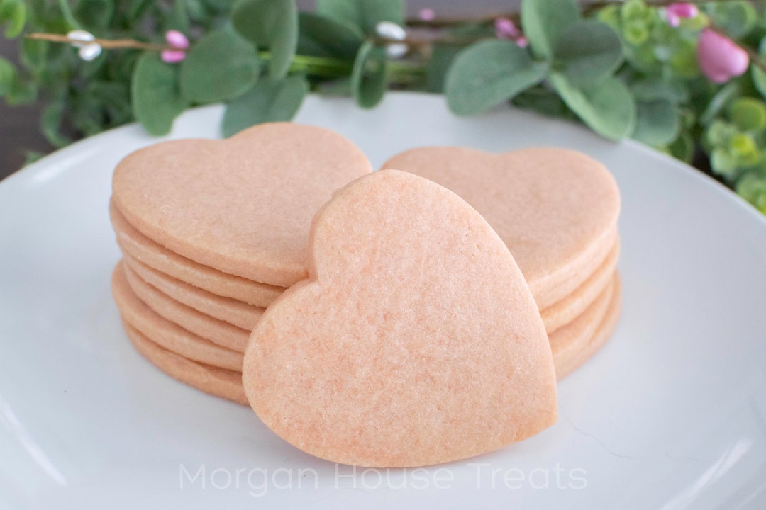 Undecorated Strawberry Heart Cookies, 1 Dozen 3inch Pink Valentine Cut