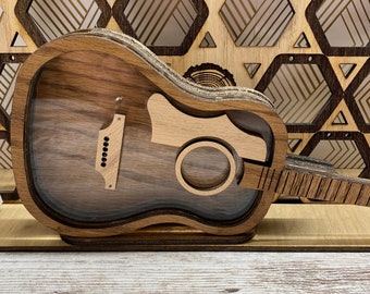 Custom Guitar Bank, piggy bank, laser engraved bank