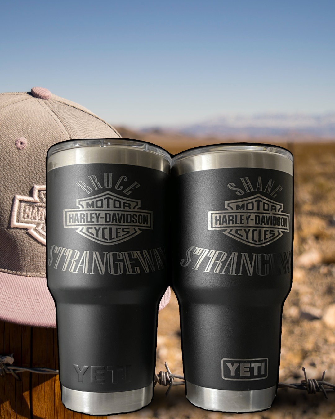 Stainless Steel Harley Yeti Laser Engraved Yeti Tumbler 20oz (Harley