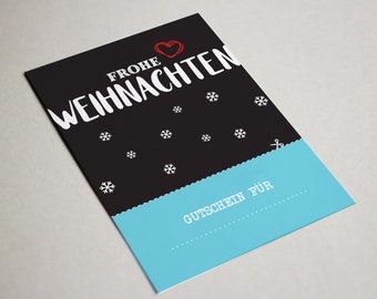 Weihnachtskarte mit Gutschein-Abschnitt zum personalisieren