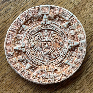 Vintage Mayan Calendar Wall Art, Ceramic Mexican Mesoamerica Wall Hanging, Mayan Solar Calendar, Mayan Sundial