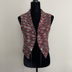 Vintage 90s Ikat Guatemalan Cloth Print Vest Size Small CENTRAL FALLS Made USA