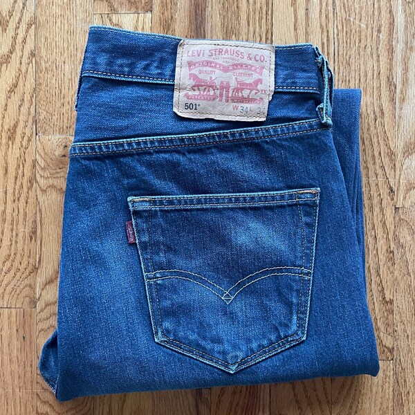 LEVIS 501 Denim Jeans Pants 34x34 Button Fly