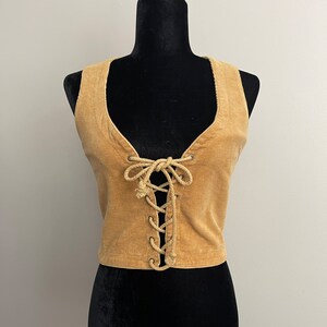 Vintage Y2K Corduroy Lace up Vest Camel Beige Corset Style Medieval Scottish Peasant Vest Etsy