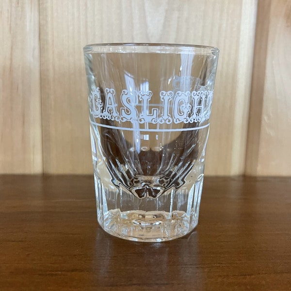 Vintage 50s 60s Gaslight Club Shotglass | Iconic Large Double Glass Shot Glass | Souvenir Barware | Famous Nightclub Gaslight Club