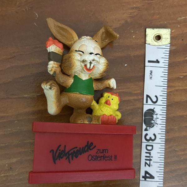 Vintage 1980 Easter Bunny with Paintbrush & Chick Figurine SCHLEICH Viel Freude Zum Osterfest Funny Easter Collectible GM8010858