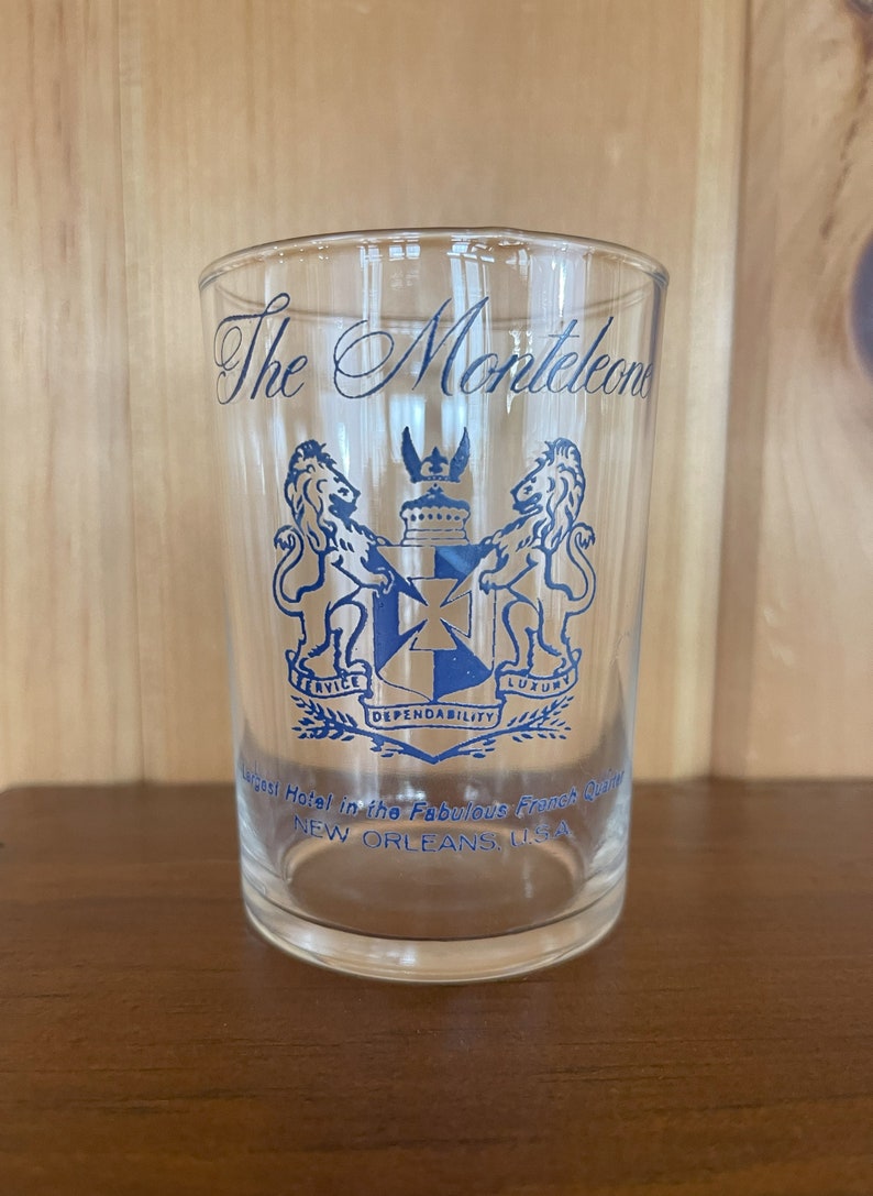 Vintage 60s the Monteleone Hotel Rocks Glass New Orleans French Quarter