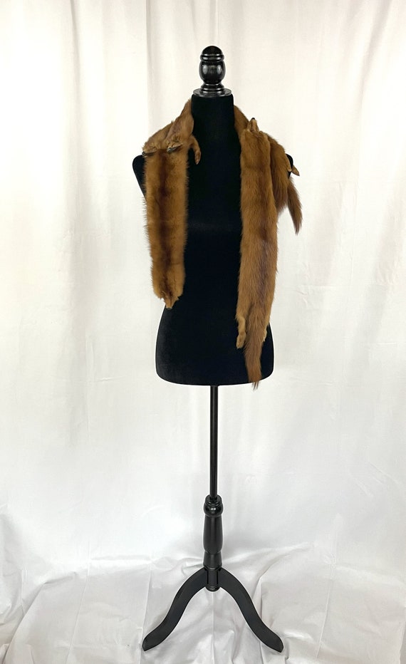 Vintage 30s Four Pelt Fur Full Body Mink Stole Sca