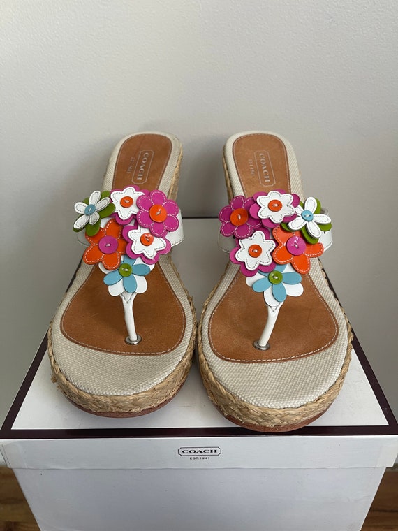 Vintage New Coach White Patent Floral Leather Espadrille Vintage New Coach White Patent Floral Leather Espadrille