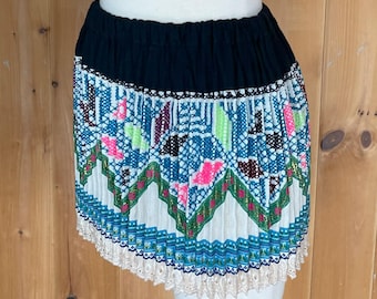 Vintage Thai Hmong Mini Skirt, Boho Super Mini Skirt, Hmong Hilltribe Skirt, Small Mini Skirt, Bikini Bottom Skirt, Beach Festival Skirt