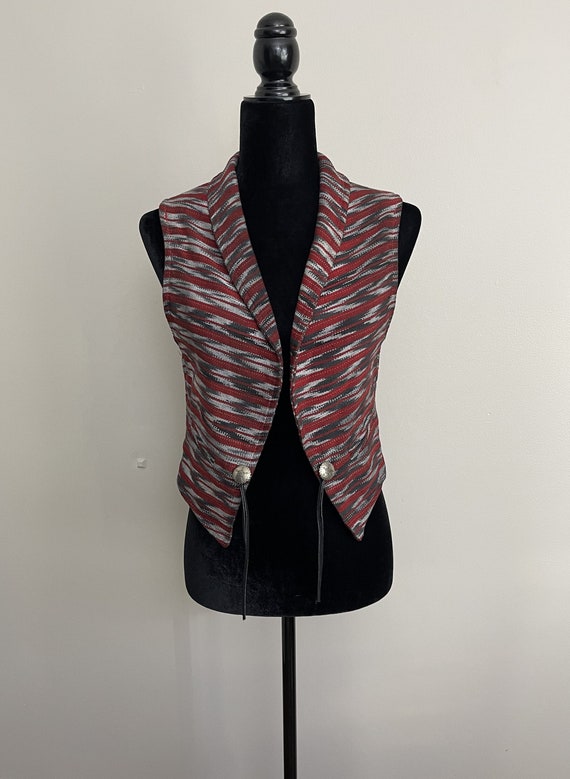 Vintage 90s Ikat Guatemalan Cloth Print Vest Size 