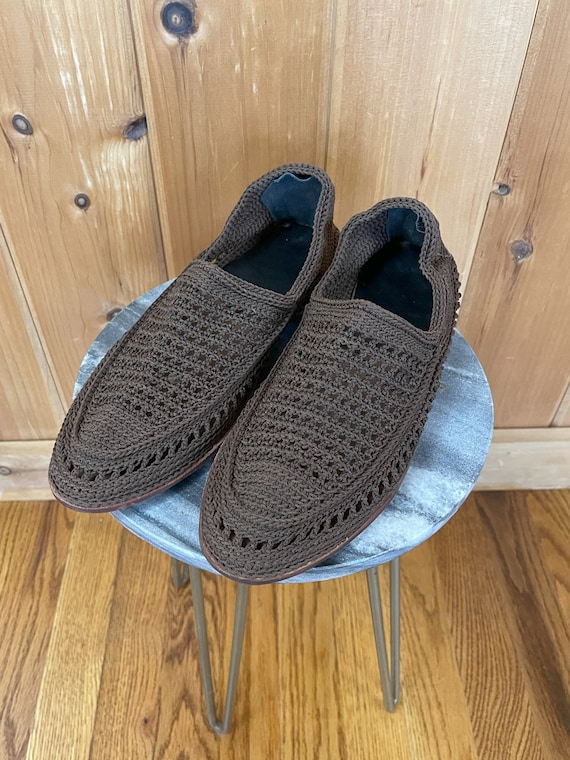 Handmade Brown Woven Giveh Shoes, Kurdish Kalash Persian Footwear