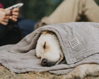 Dog Blanket Muslin Linen – 2-layer summer dog blanket – breathable dog blanket – lightweight natural dog blanket – handmade