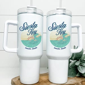 Siesta Key Beach 40 oz Tumbler Gift with Sea Turtle, Florida State Travel Cup Summer Beach Gift for Vacation or Road Trip, Best Friend Gift