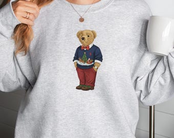 Preppy 90s Bear Sweatshirt for Christmas