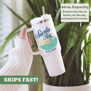 Siesta Key Beach 40 oz Tumbler Gift with Sea Turtle, Florida State Travel Cup Summer Beach Gift for Vacation or Road Trip, Best Friend Gift