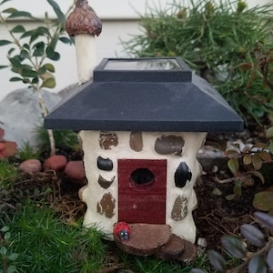 Solar Gnome Home or Fairy House, unique, handmade in USA