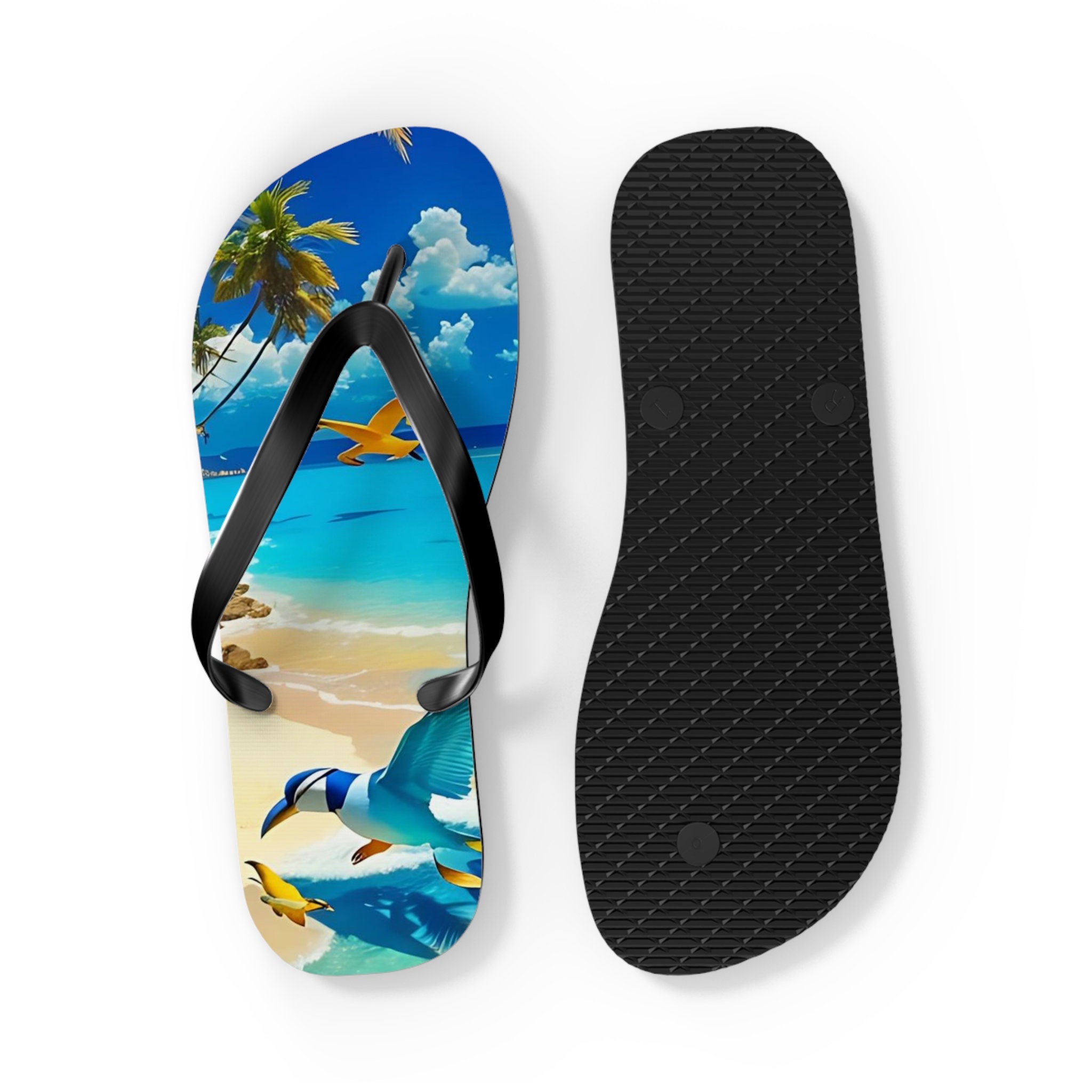 Chiffon Flowers Beach Vacation Flip Flops