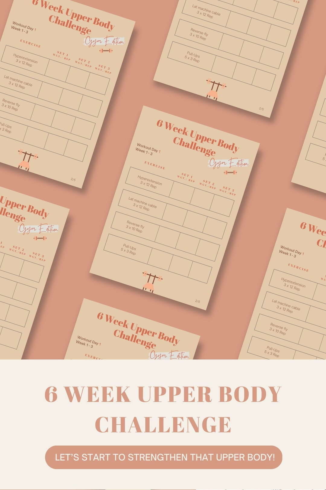 6 Week Upper Body Challenge for the Gym - Etsy