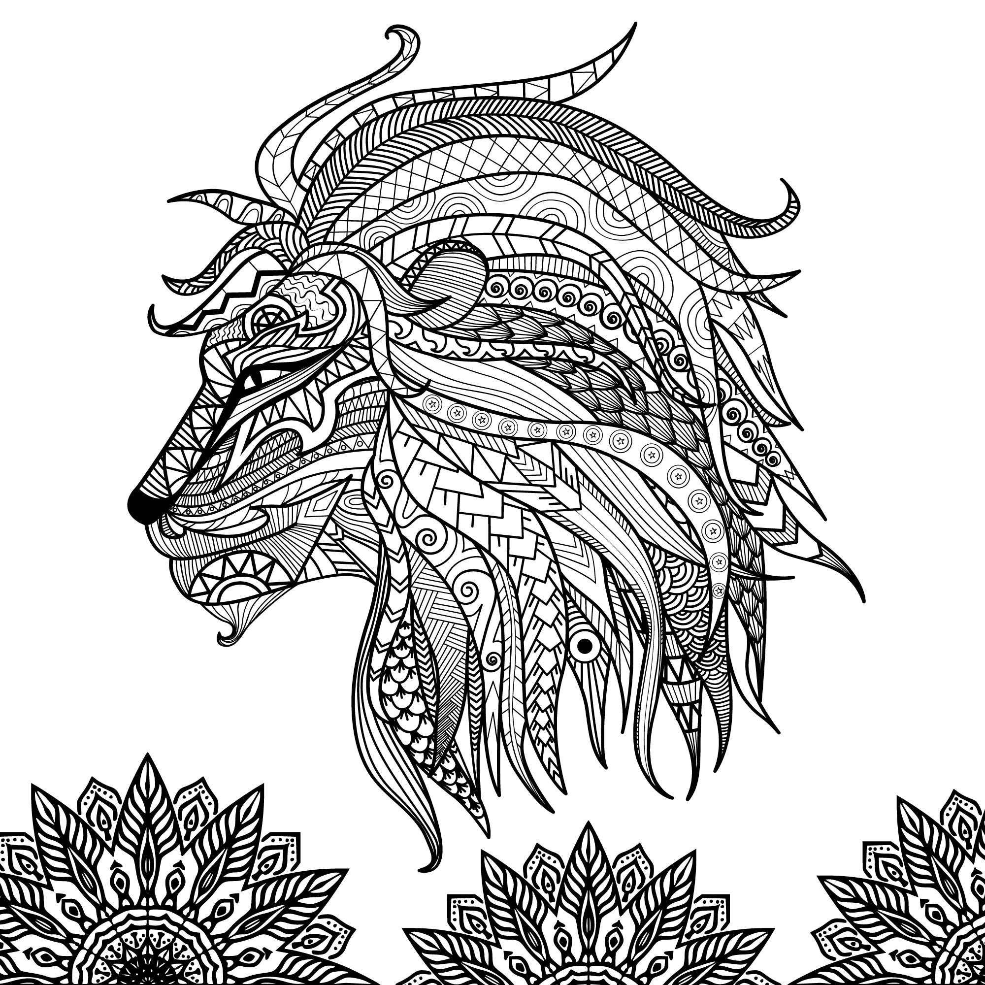 Animal Mandala Coloring Pages Animal Adult Coloring Book 50 Digital ...