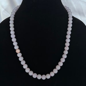 Certified by Trusted Lab Grade A 10mm Burmese lavender Jadeite bead necklace comes with third party lab certification of authenticity