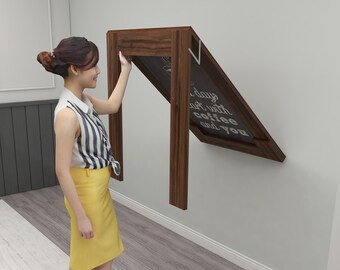 study table on wall Walnut Wall Mounted Murphy Table, Folding Kitchen Table, Space Saving Table, Customizable Table,Floating Desk,Laptop Desk,Wall Hanging Table