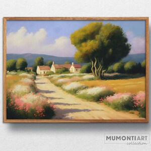 0326 - FLOWERING ROAD  / vintage Style / Printable Digital Download / Oil Painting / Printable Wall Art / Vintage Art Prints / Wall Decor