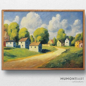 311-ROAD TO  VILLAGE  / vintage Style Art / Printable Digital Download / Oil Painting / Printable Wall Art / Vintage Art Prints / Wall Decor