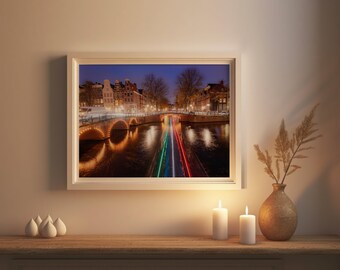 Printable wall art Canals in Amsterdam home decor for Christmas