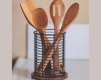 5 Piece Kitchen Utensil Holder Set Personalized Farmhouse Kitchen Counter Organizer Rustin Kitchen Organizer Bathroom Counter Organizer