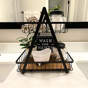 Bathroom Organizer Storage Basket Farmhouse Bathroom Decor Personalized Rustic Bathroom Toiletry Organizer Counter Bathroom Towel Basket