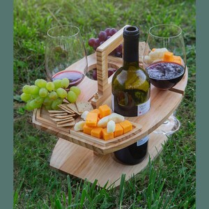 Wine Caddy Charcuterie Table Personalized Gift for Wine Lover Mini Picnic Table Wine Wedding Gift for Entertaining Mothers Day Gift for Mom