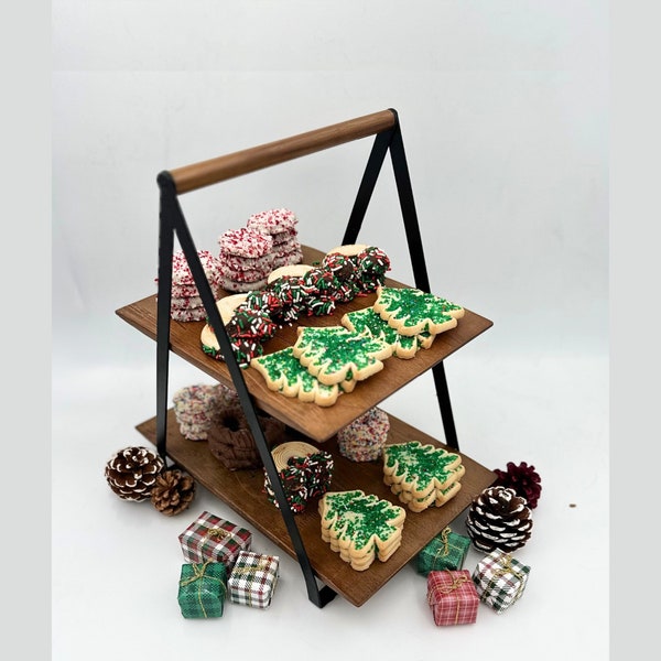 Foldable Catering Tray Outdoor Party Food Display Tiered Dessert Stand Portable Catering Stand Appetizer Server Cupcake Tree Cookie Stand