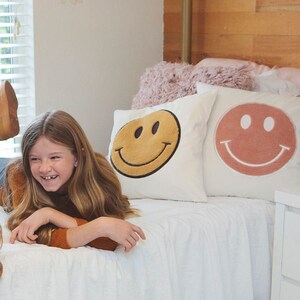 Pink Smile Face Pillow Cover Pink 18 Preppy Happy Face Throw Pillow