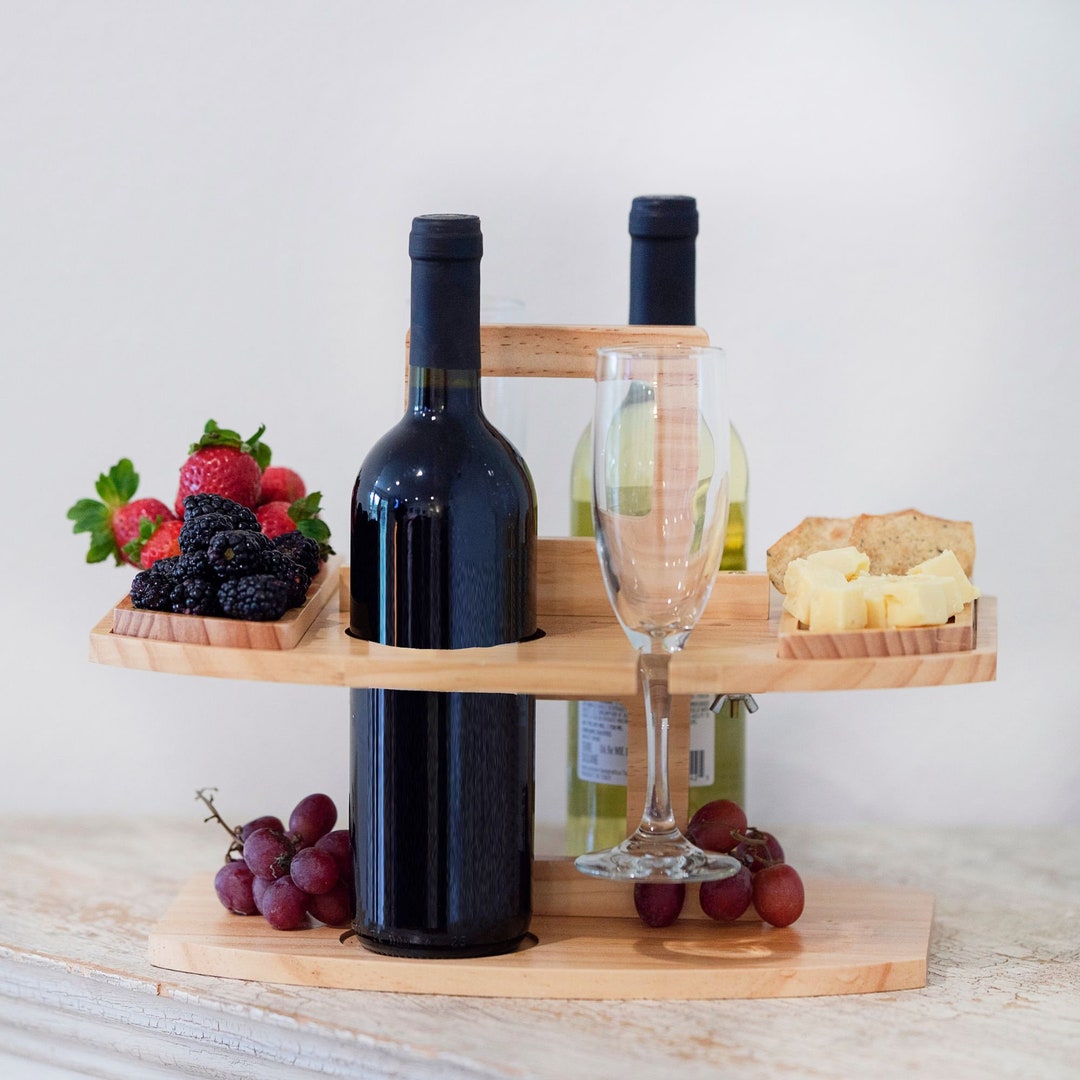 Portable Wine Table Charcuterie Table Personalized Gift for Wine Lovers Picnic Wine Table