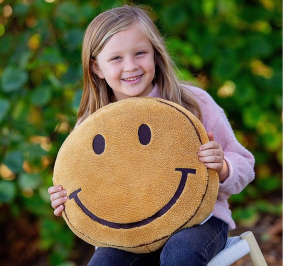 Yellow Smile Face Pillow 2-sided Happy Face Sad Face Pillow Cute Bed Pillow  Kids Throw Pillow Preppy Room Kids Gift for Teens Emoji Plushie 
