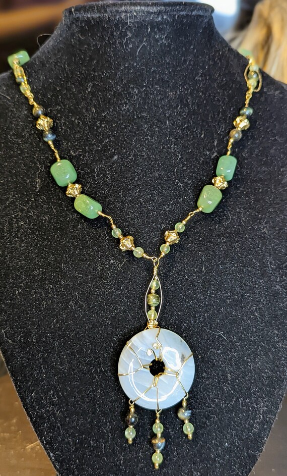 Agate/Aventurine gold filled necklace