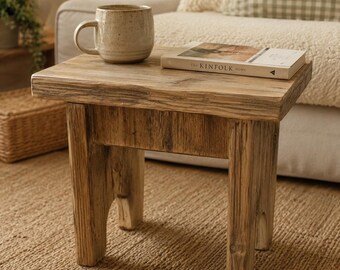 Rustic Upcycled Barn Stool: Wooden Step Stool