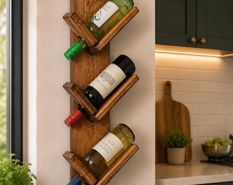 Rustic wooden wall mounted wine rack