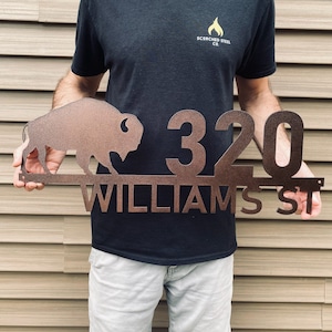 Buffalo House Number Sign, Buffalo Address Sign, Address Sign for house, Metal Buffalo Sign, Custom Address Sign, Address Plaque, Porch Sign