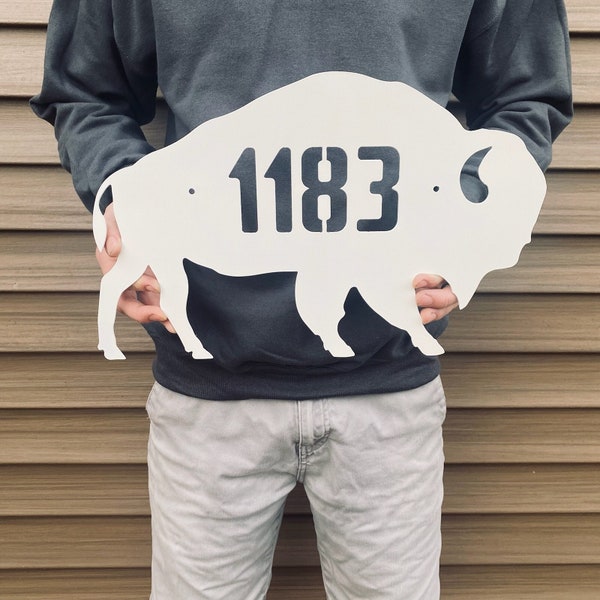 Buffalo House Number Sign, Buffalo Address Sign, Metal Buffalo Sign, Home Decor, Metal Address Sign, Metal Bills Sign, Custom Address Sign