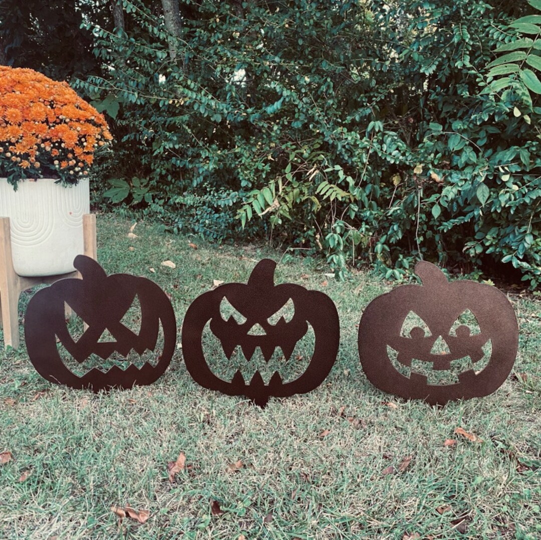 Metal Jack O Lanterns, Halloween Yard Decor, Metal Halloween Pumpkins